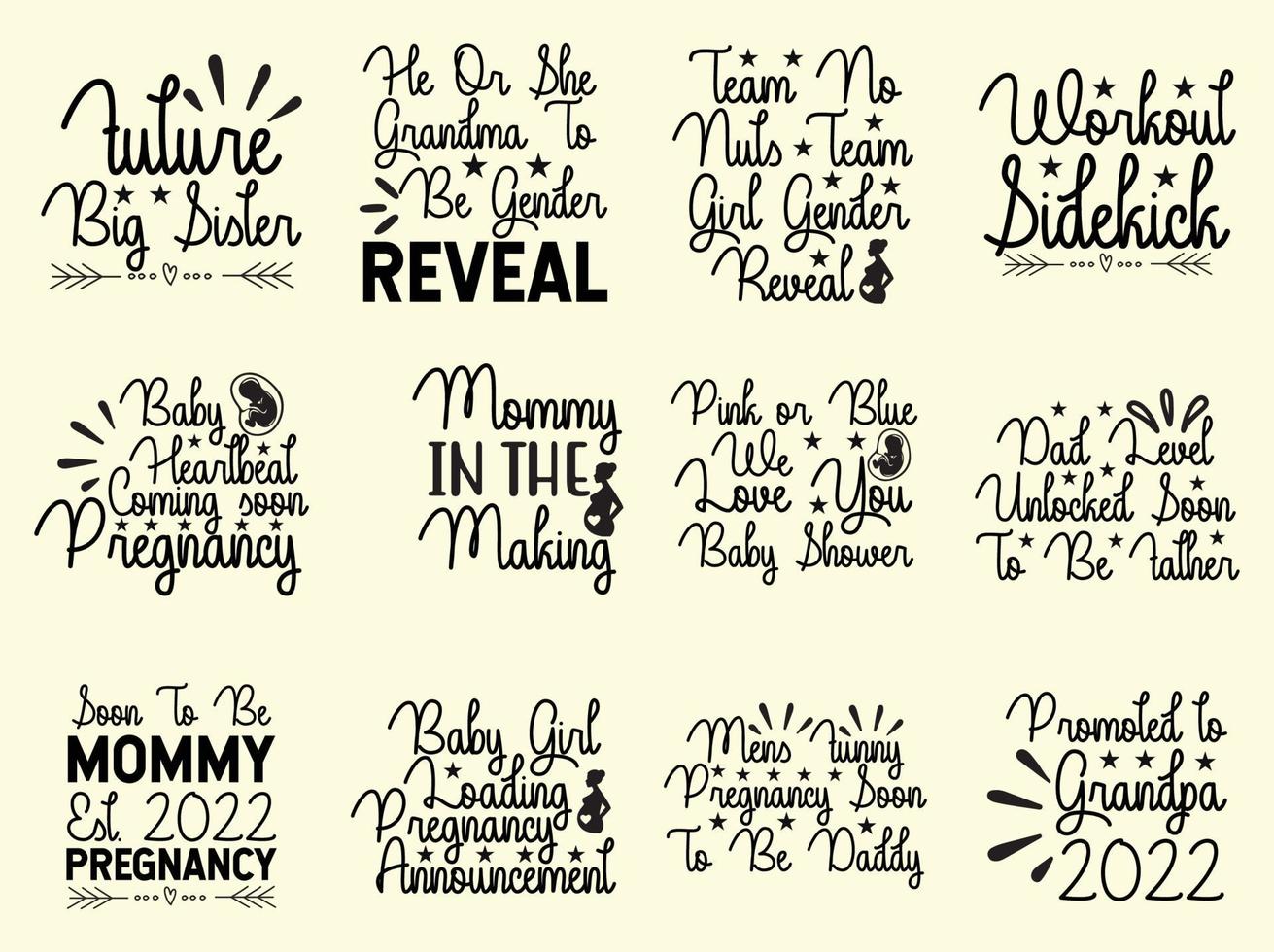 Set of pregnancy  t-shirt design vector