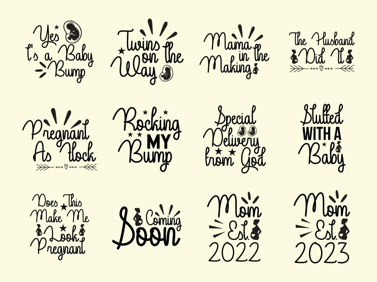 Set of pregnancy  t-shirt design vector