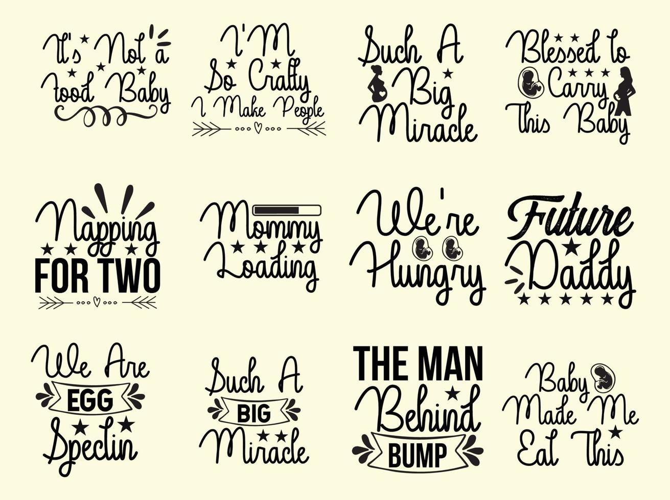 Set of pregnancy  t-shirt design vector