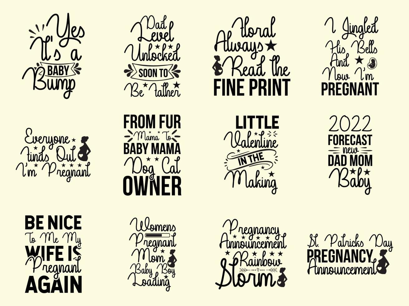 Set of pregnancy  t-shirt design vector