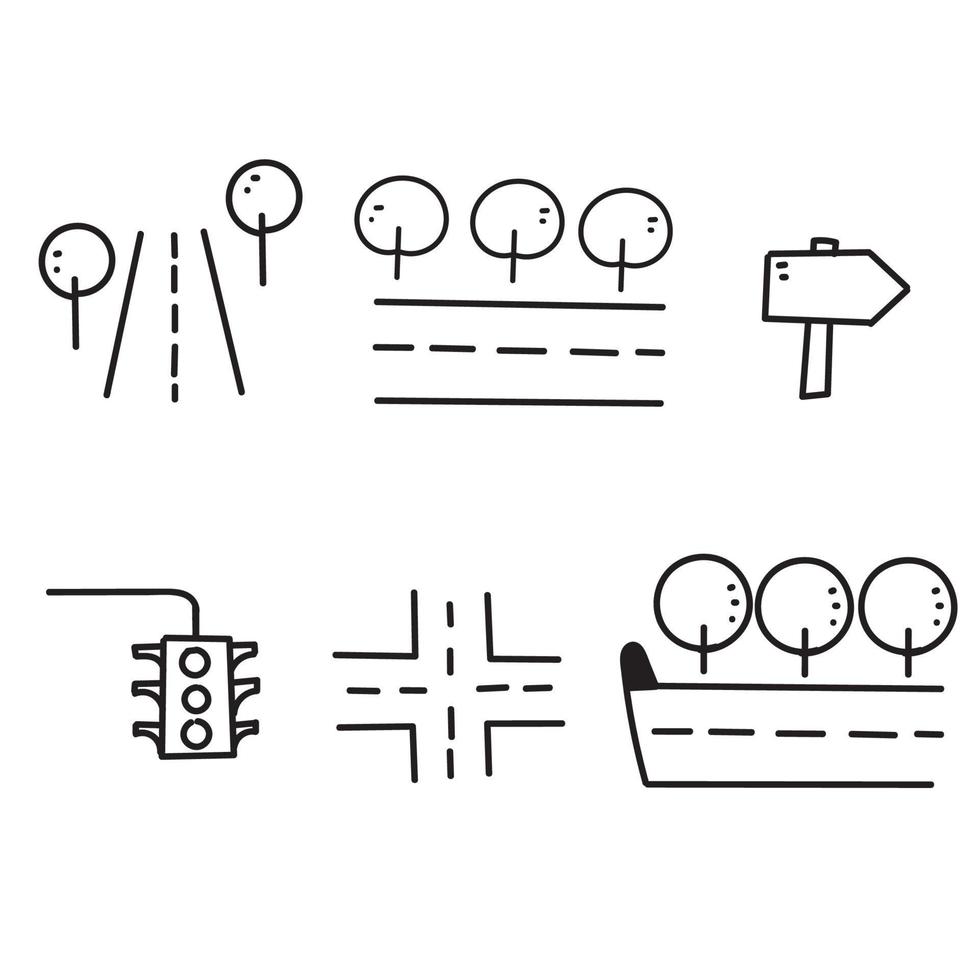 hand drawn doodle road and highway illustration vector