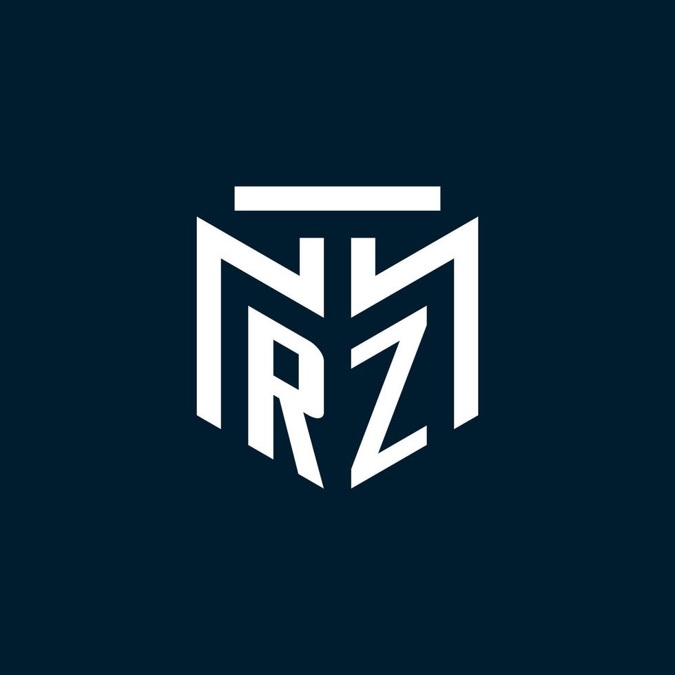 logotipo inicial del monograma rz con diseño de estilo geométrico abstracto vector