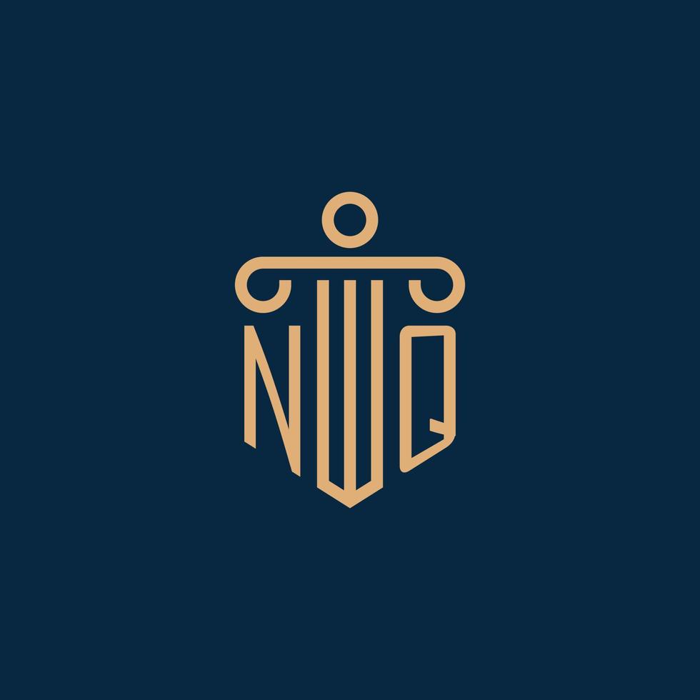 nq inicial para logotipo de bufete de abogados, logotipo de abogado con pilar vector