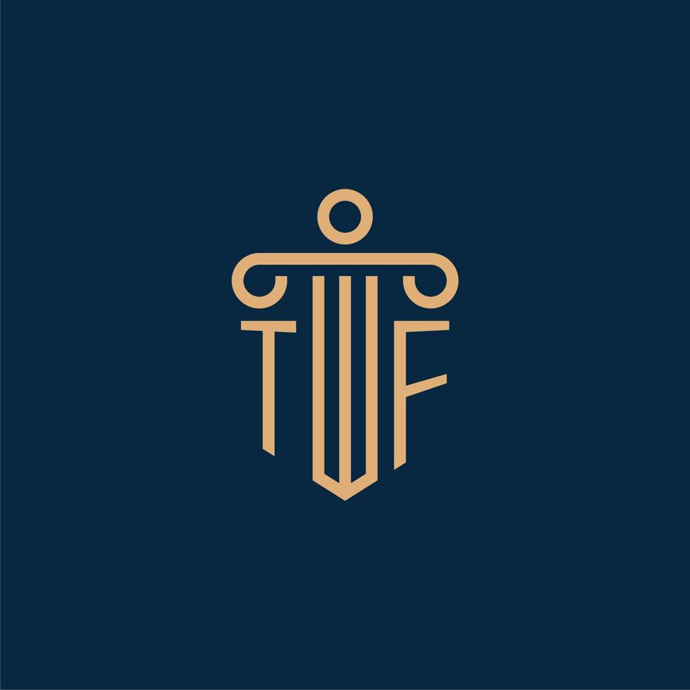 TF initial for law firm logo, lawyer logo with pillar vector