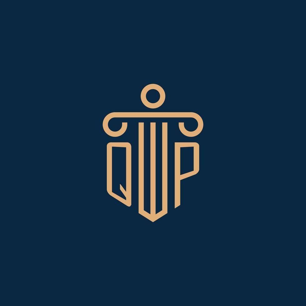 QP initial for law firm logo, lawyer logo with pillar vector