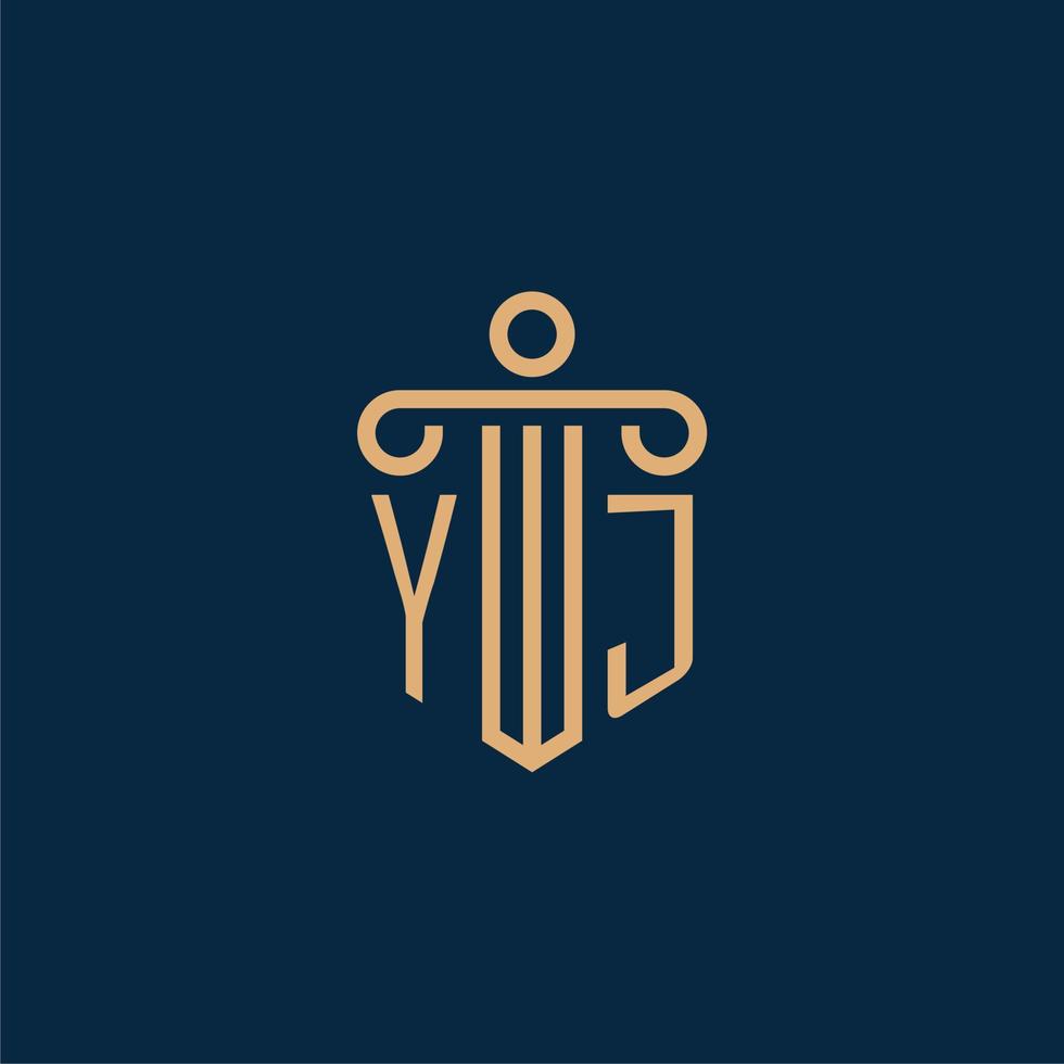 YJ initial for law firm logo, lawyer logo with pillar vector