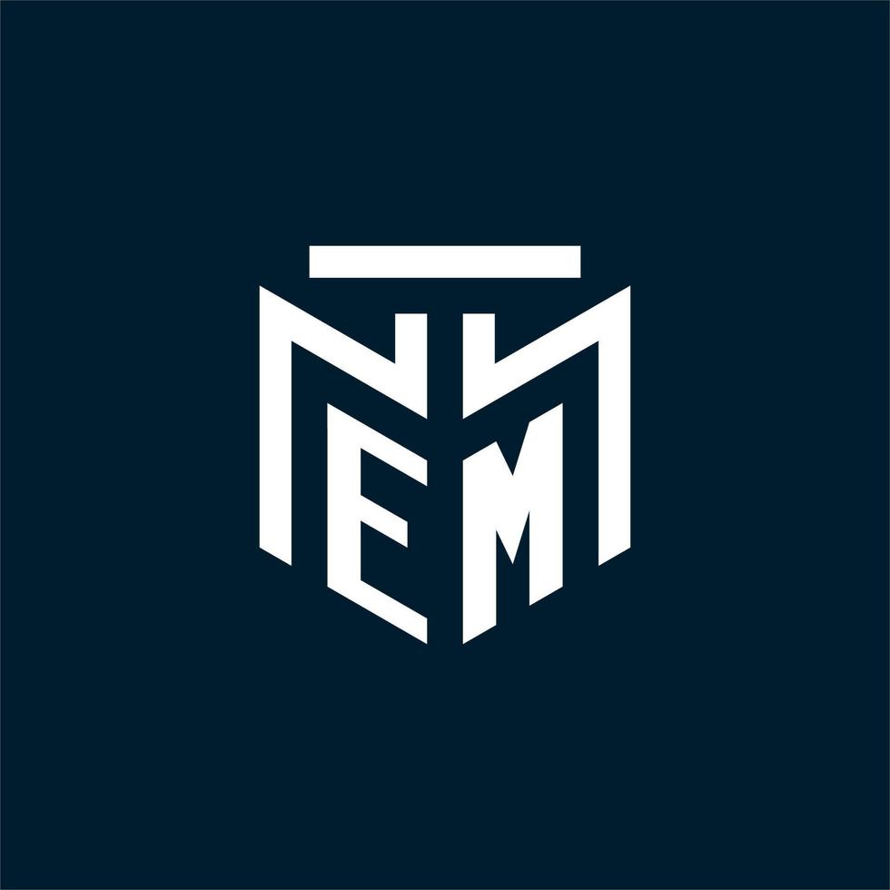 EM monogram initial logo with abstract geometric style design vector