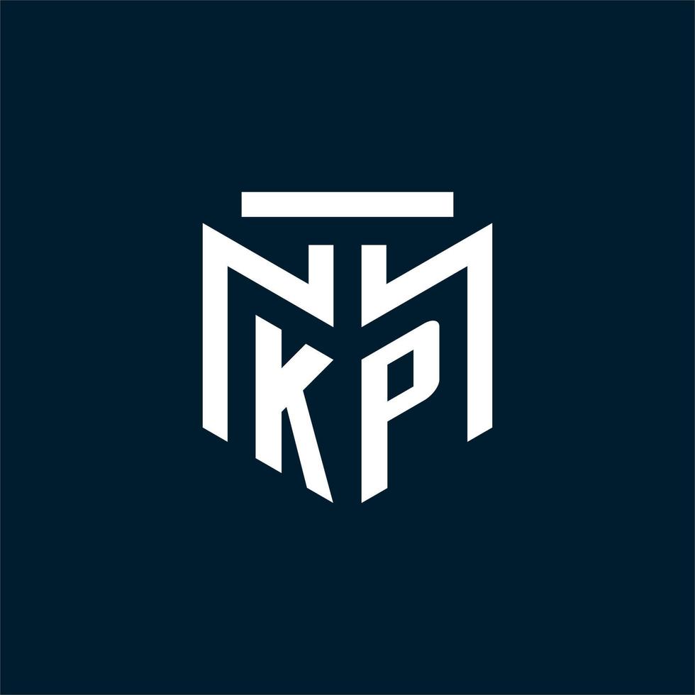 KP monogram initial logo with abstract geometric style design vector