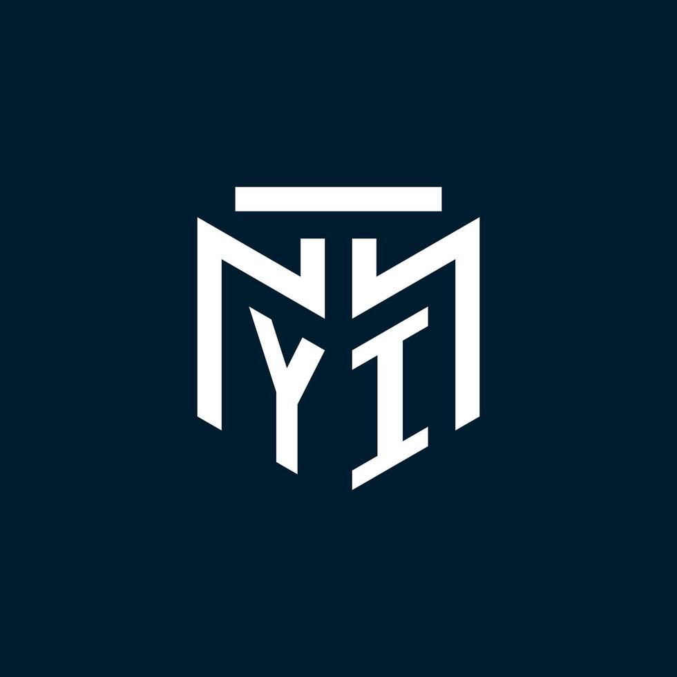 logotipo inicial del monograma yi con diseño de estilo geométrico abstracto vector