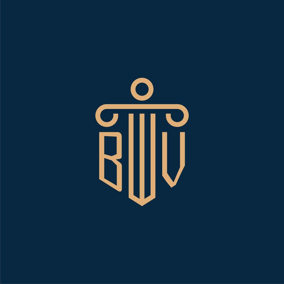 inicial de bv para el logotipo del bufete de abogados, logotipo de abogado con pilar vector