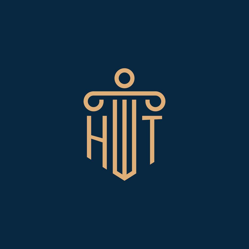ht inicial para logotipo de bufete de abogados, logotipo de abogado con pilar vector
