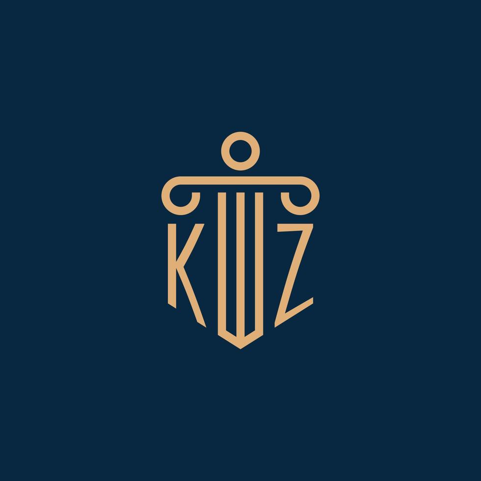 KZ initial for law firm logo, lawyer logo with pillar vector