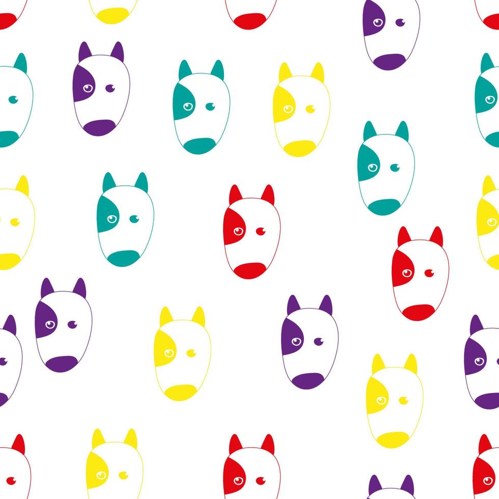 Seamless pattern with cute colorful dog in doodle style. Background for fabric, textile, postcards for kids vector