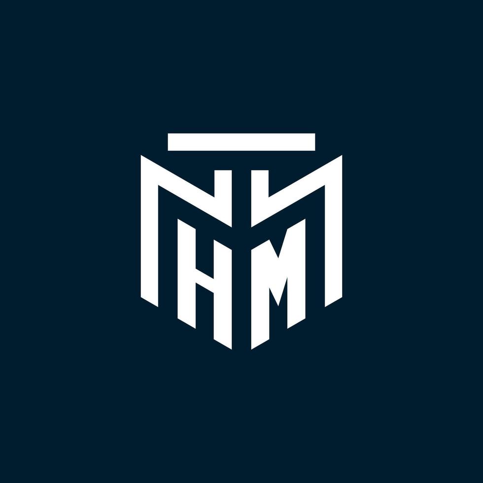 logotipo inicial del monograma hm con diseño de estilo geométrico abstracto vector