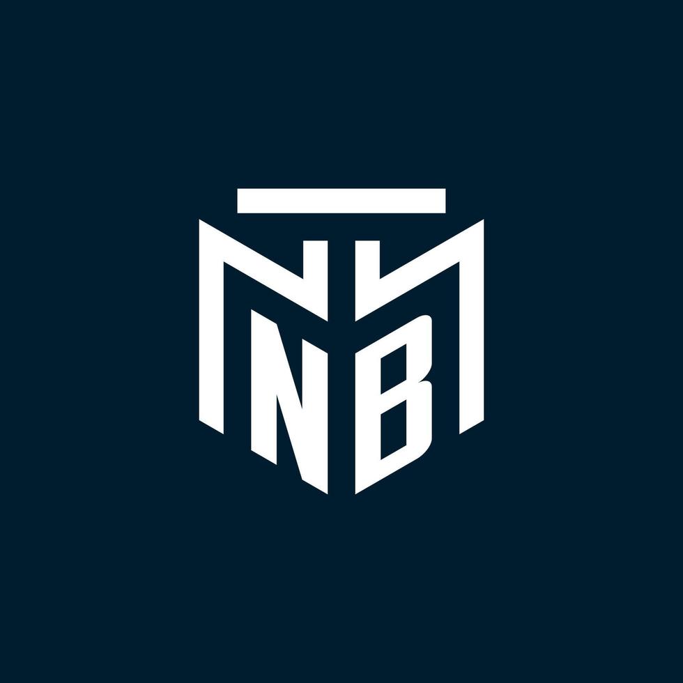 NB monogram initial logo with abstract geometric style design vector