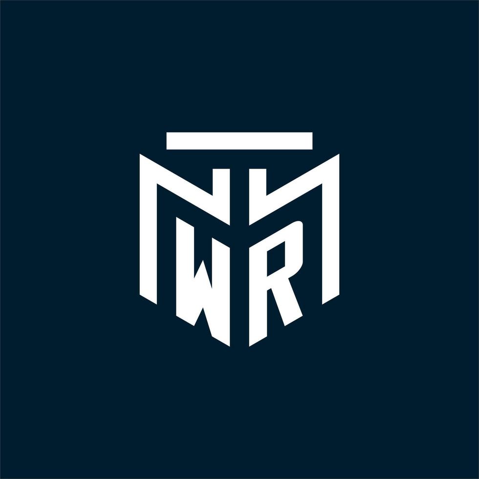 logotipo inicial del monograma wr con diseño de estilo geométrico abstracto vector