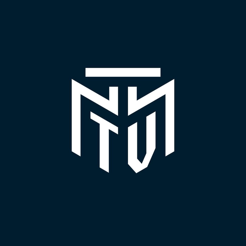 TV monogram initial logo with abstract geometric style design vector