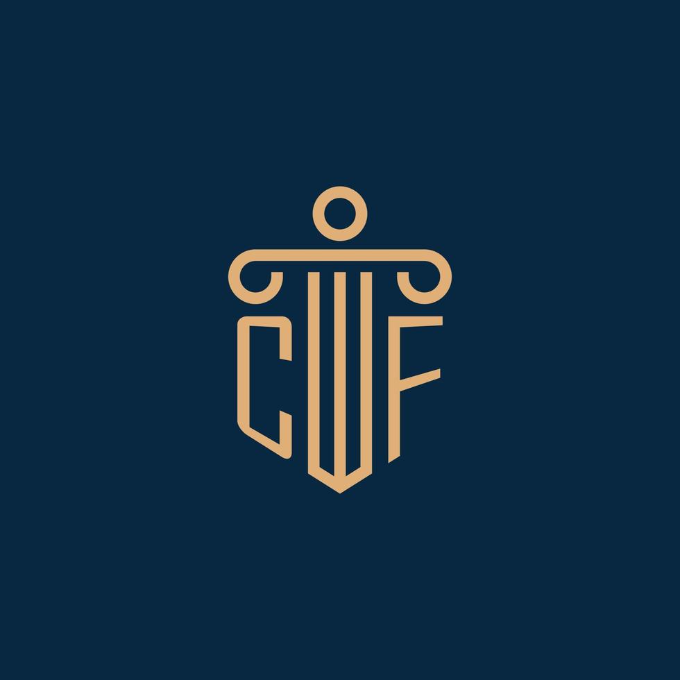 CF initial for law firm logo, lawyer logo with pillar vector