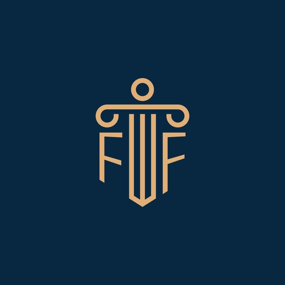 FF initial for law firm logo, lawyer logo with pillar vector