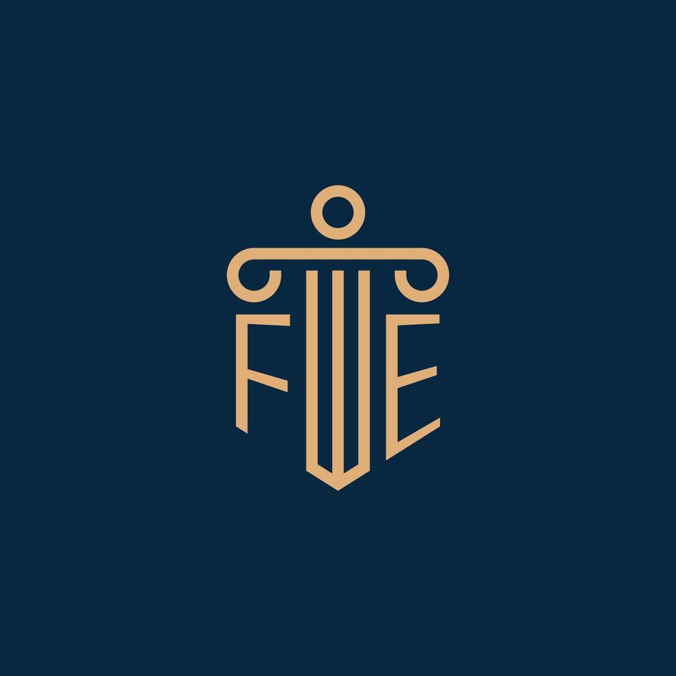 FE initial for law firm logo, lawyer logo with pillar vector