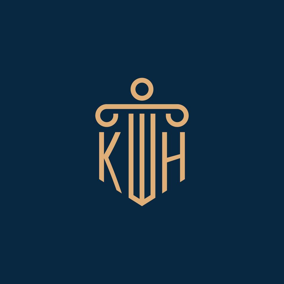 KH initial for law firm logo, lawyer logo with pillar vector