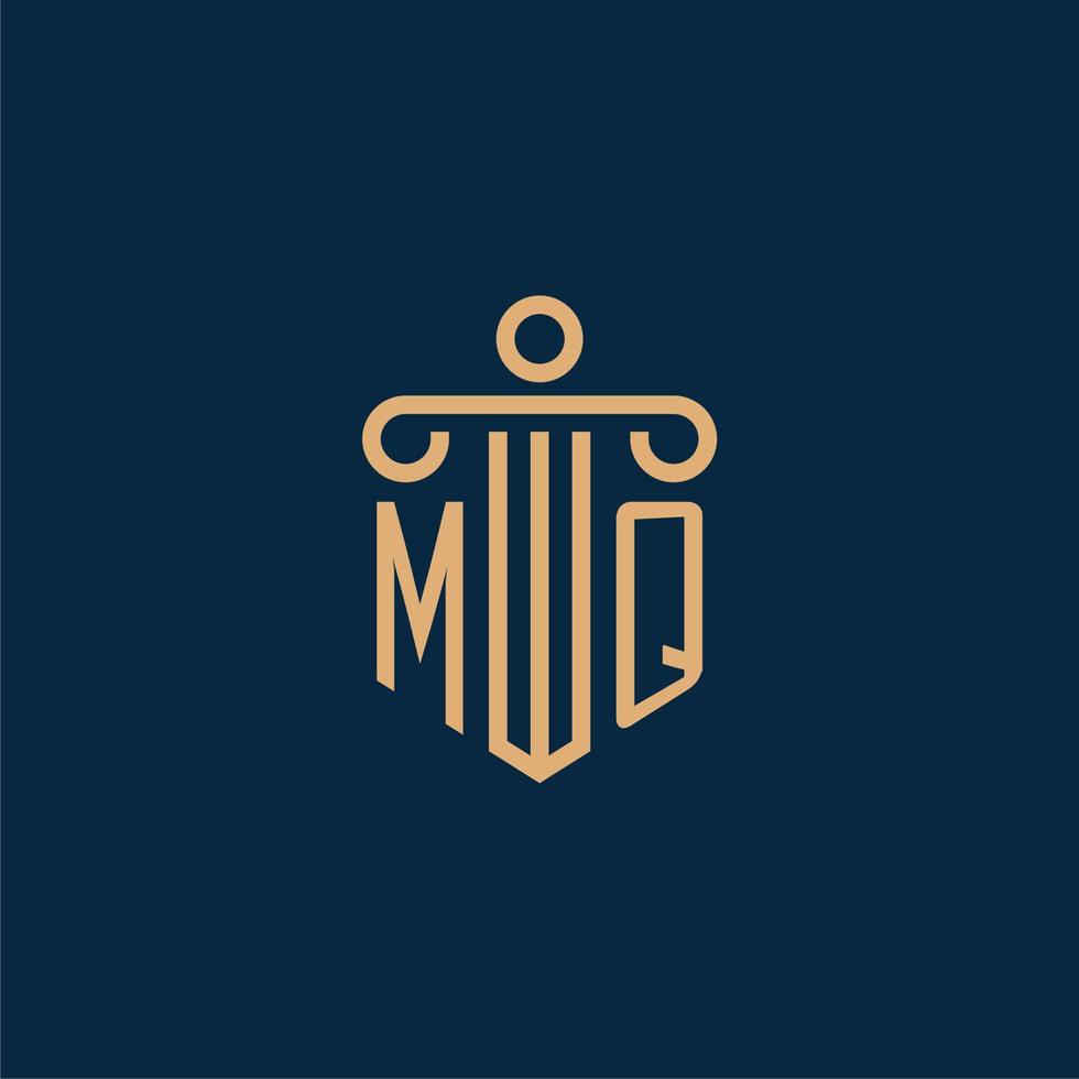 inicial de mq para el logotipo del bufete de abogados, logotipo de abogado con pilar vector