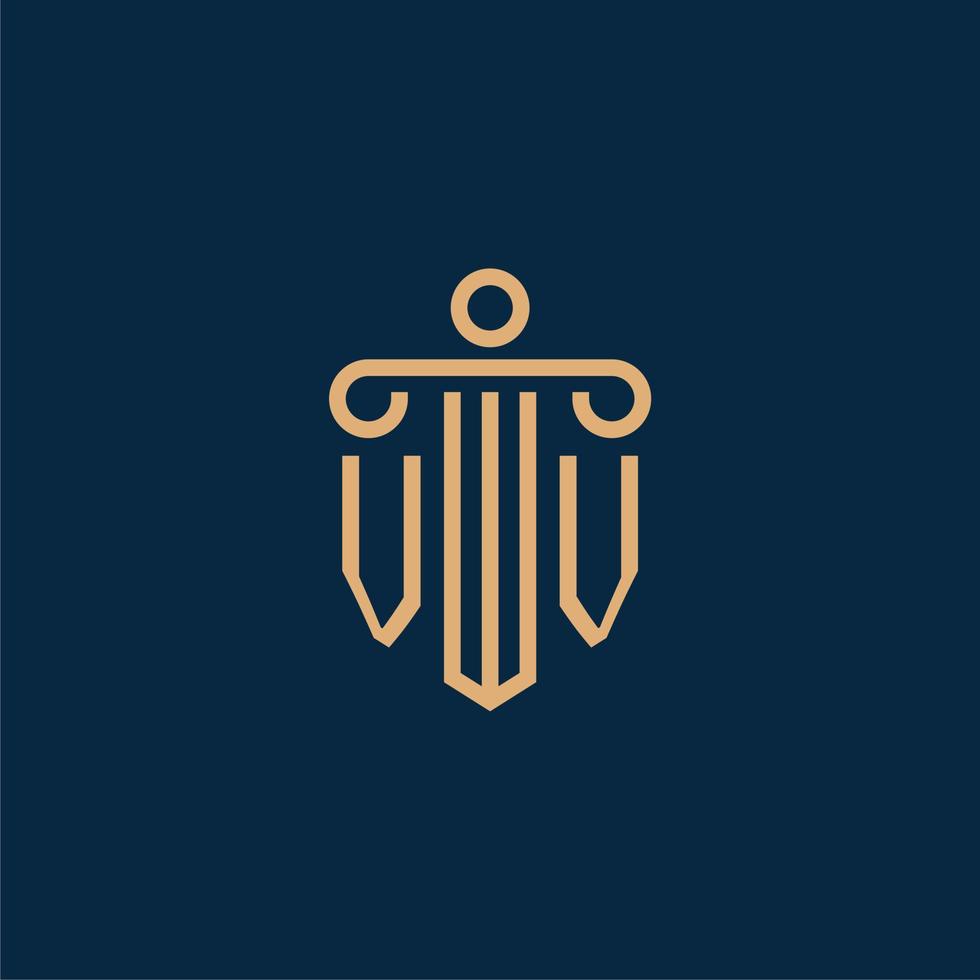 vv inicial para el logotipo del bufete de abogados, logotipo de abogado con pilar vector