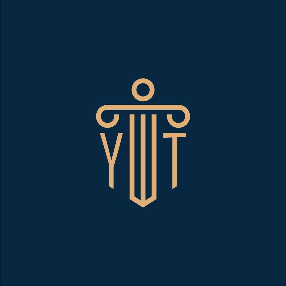 yt inicial para logotipo de bufete de abogados, logotipo de abogado con pilar vector