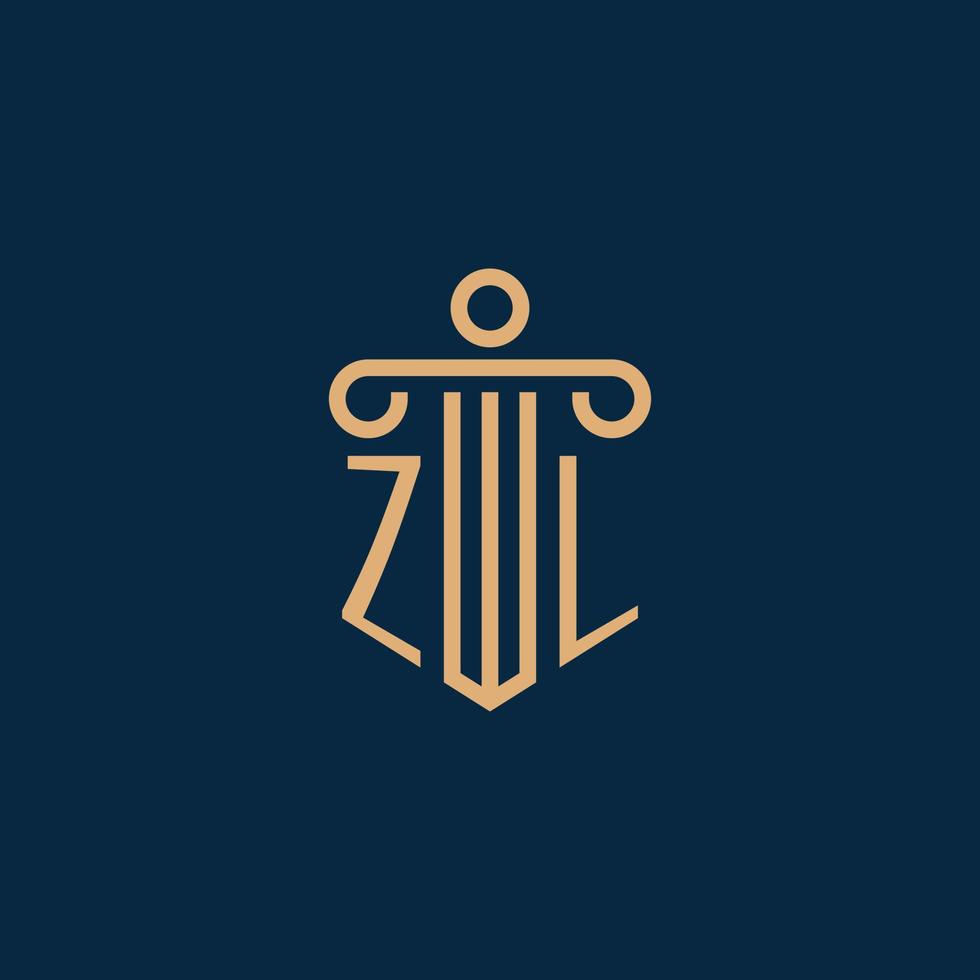 ZL initial for law firm logo, lawyer logo with pillar vector