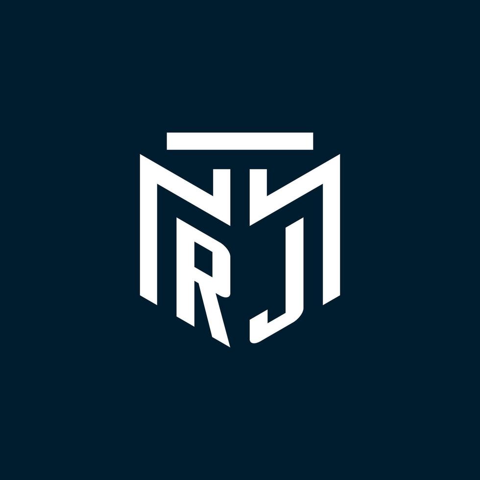 logotipo inicial del monograma rj con diseño de estilo geométrico abstracto vector