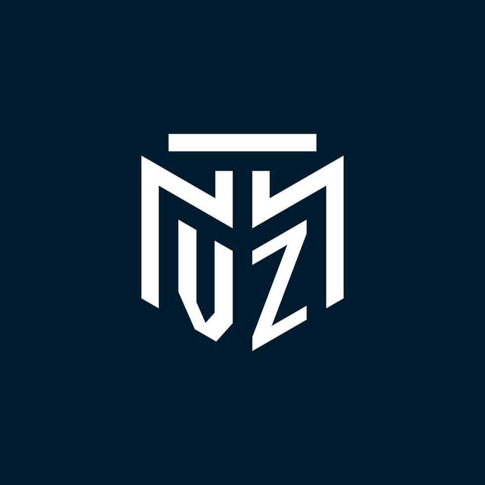 logotipo inicial del monograma vz con diseño de estilo geométrico abstracto vector