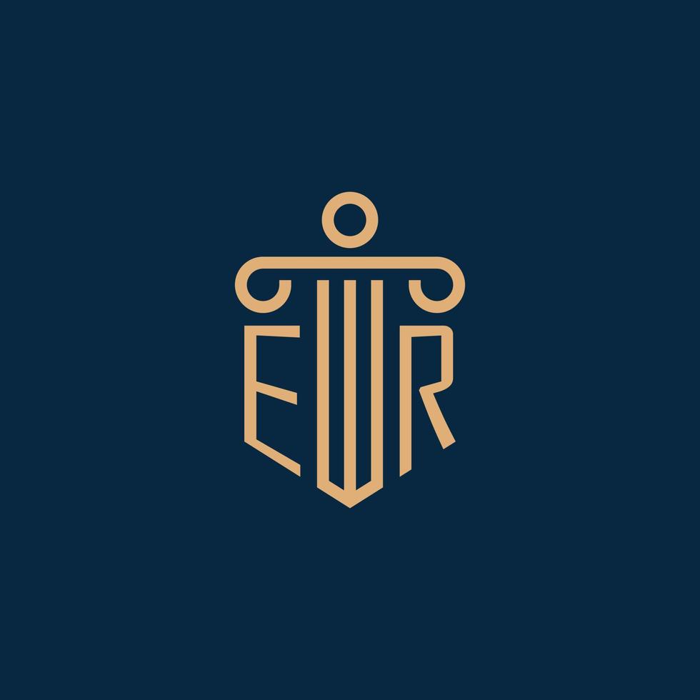 ER initial for law firm logo, lawyer logo with pillar vector