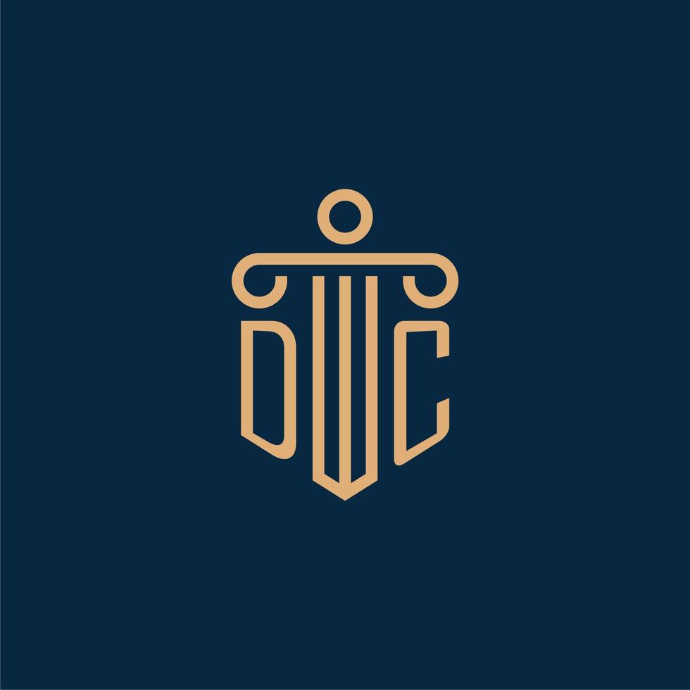 DC initial for law firm logo, lawyer logo with pillar vector