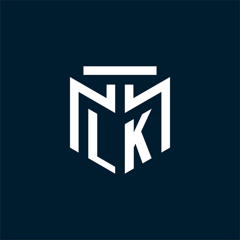 LK monogram initial logo with abstract geometric style design vector