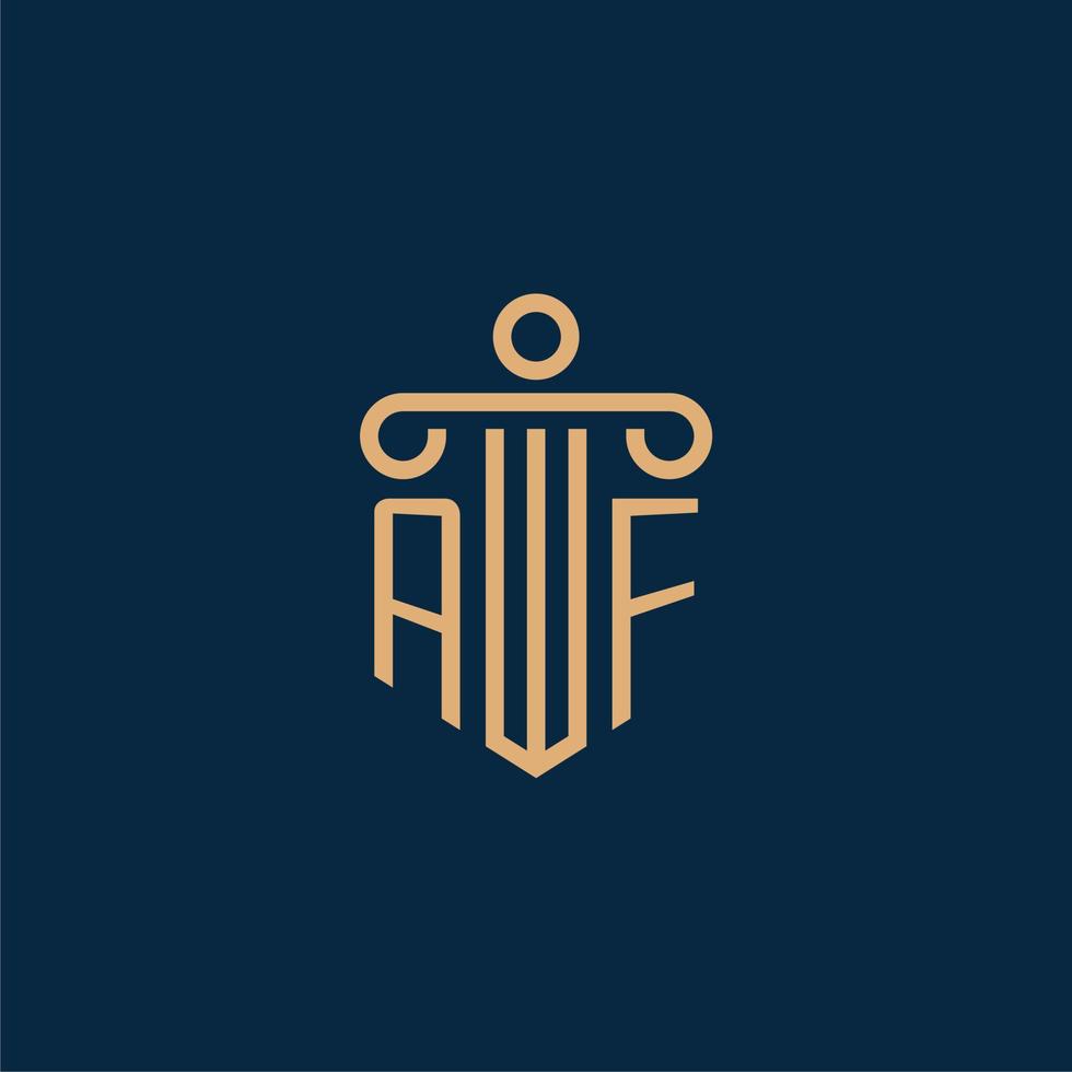 inicial af para el logotipo del bufete de abogados, logotipo de abogado con pilar vector