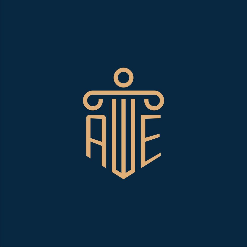 inicial ae para el logotipo del bufete de abogados, logotipo de abogado con pilar vector