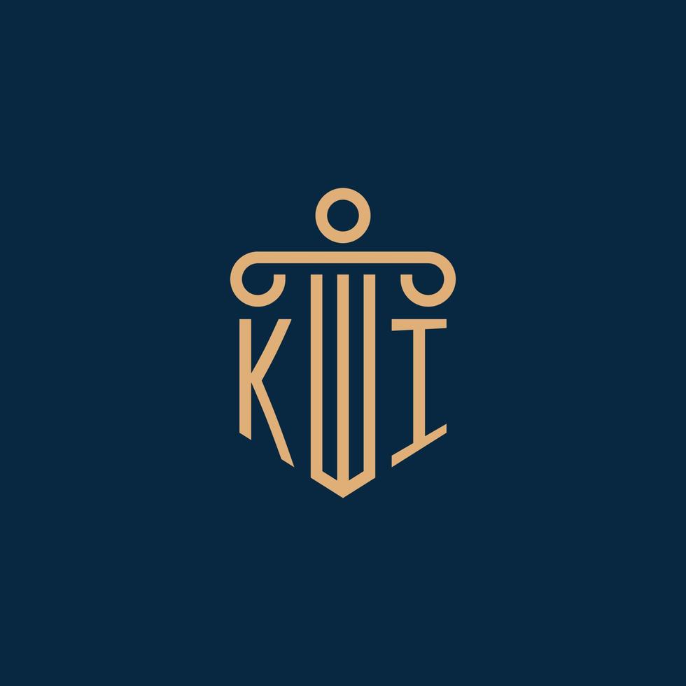 KI initial for law firm logo, lawyer logo with pillar vector