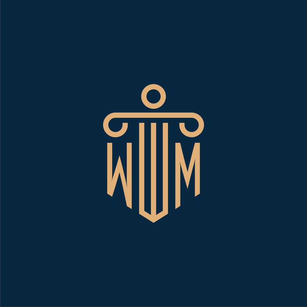 WM initial for law firm logo, lawyer logo with pillar vector