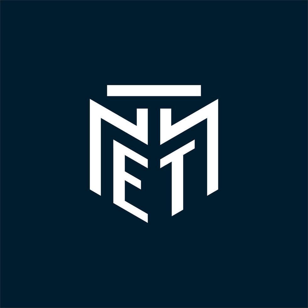 logotipo inicial de et monogram con diseño de estilo geométrico abstracto vector