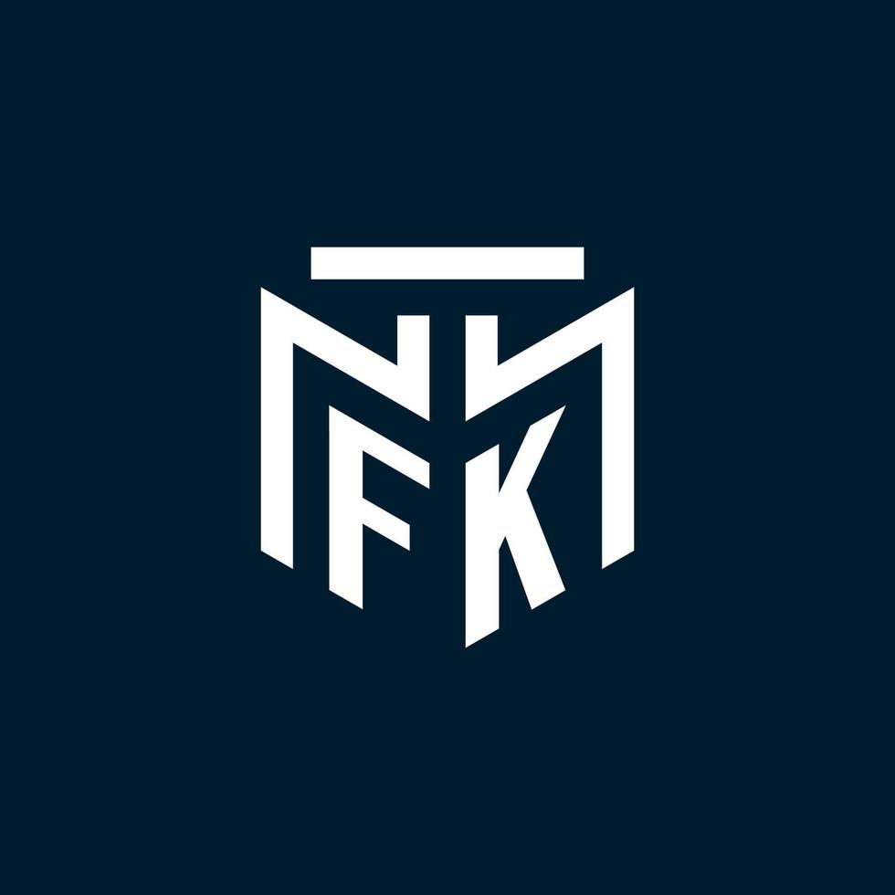 FK monogram initial logo with abstract geometric style design vector