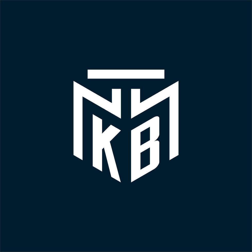 KB monogram initial logo with abstract geometric style design vector