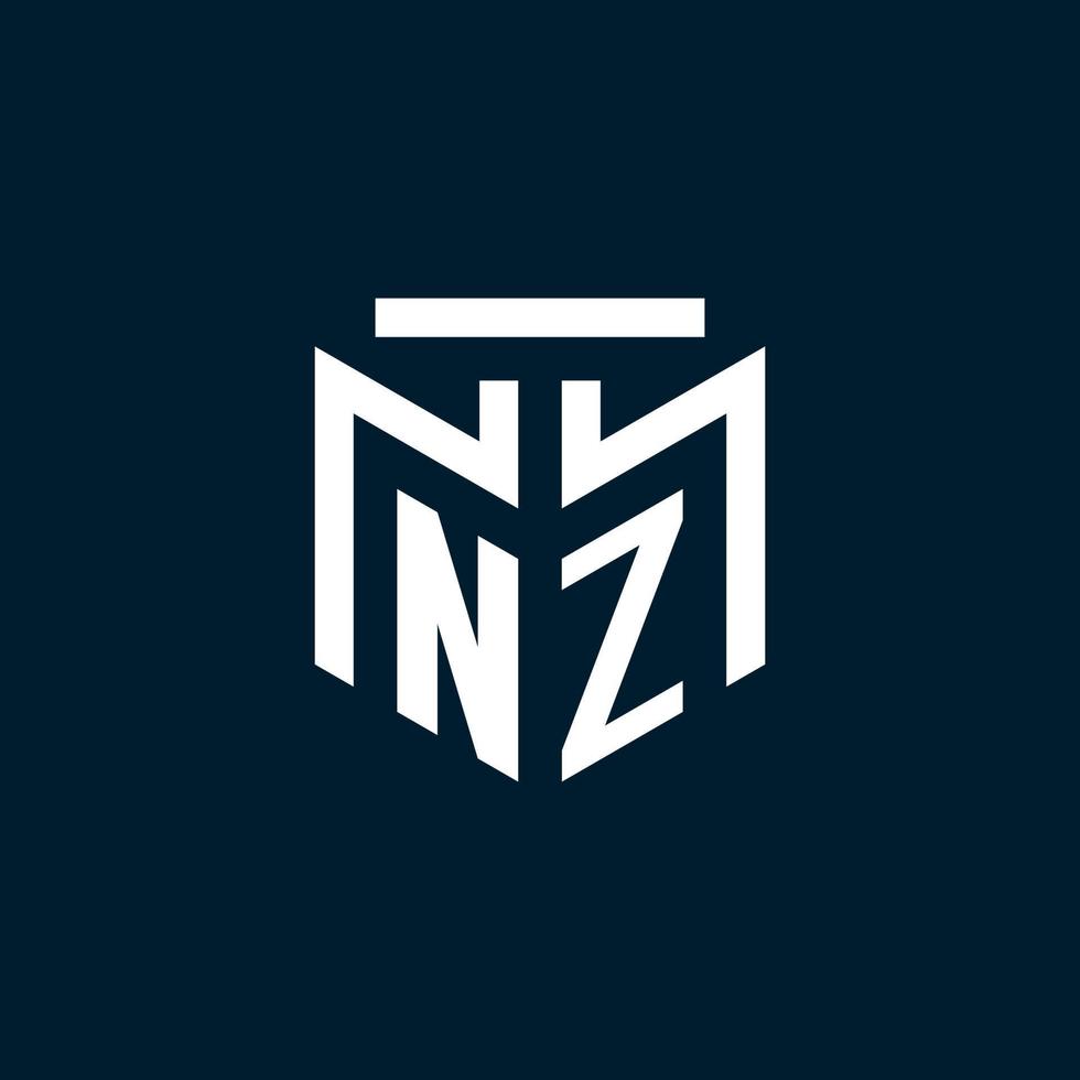 NZ monogram initial logo with abstract geometric style design vector