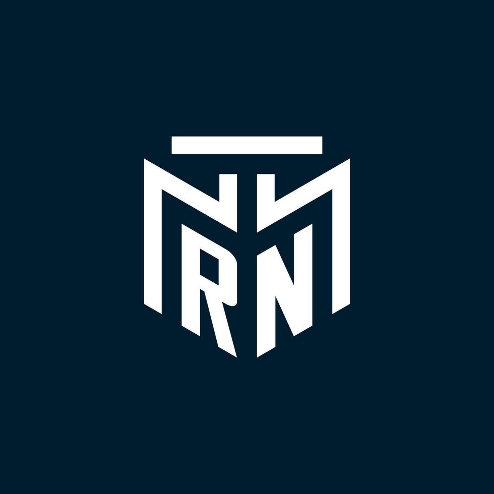 RN monogram initial logo with abstract geometric style design vector