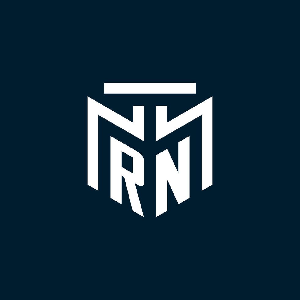 logotipo inicial del monograma rn con diseño de estilo geométrico abstracto vector