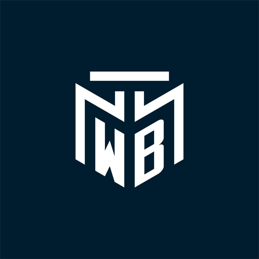 WB monogram initial logo with abstract geometric style design vector