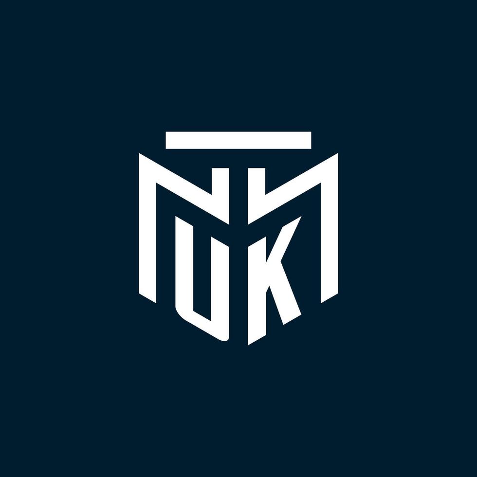 UK monogram initial logo with abstract geometric style design vector