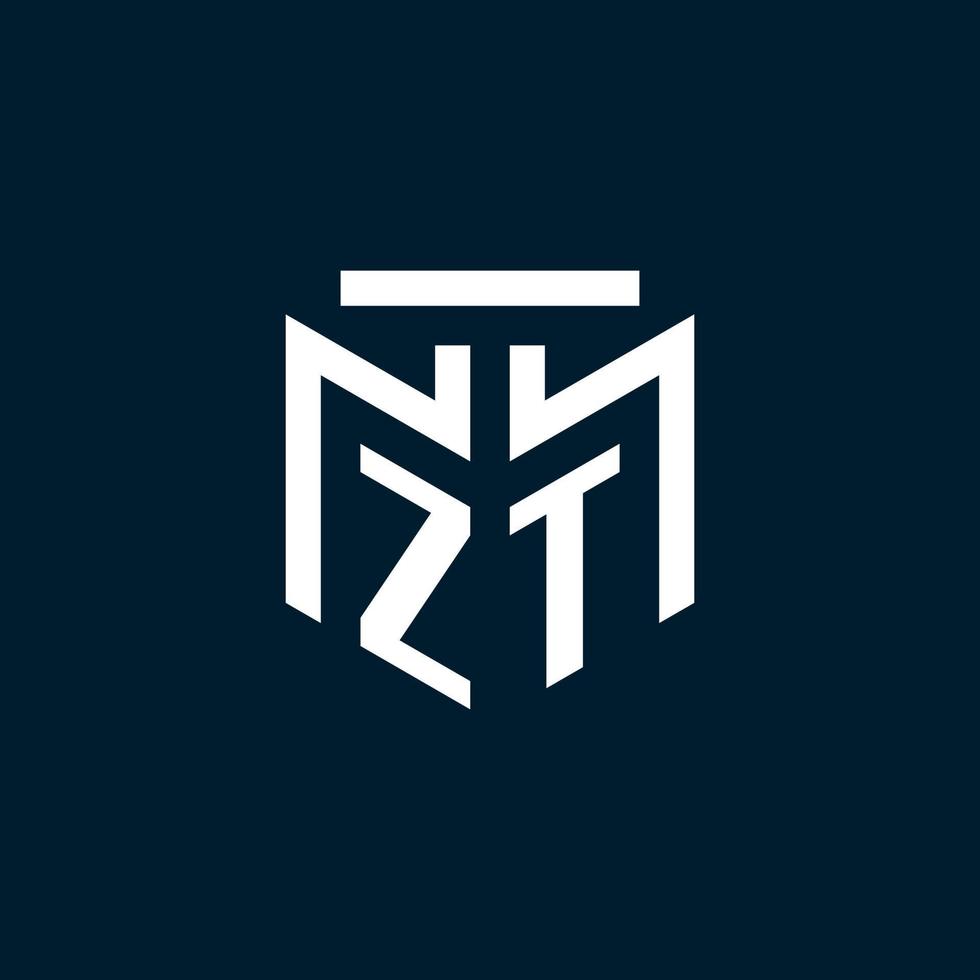 logotipo inicial del monograma zt con diseño de estilo geométrico abstracto vector
