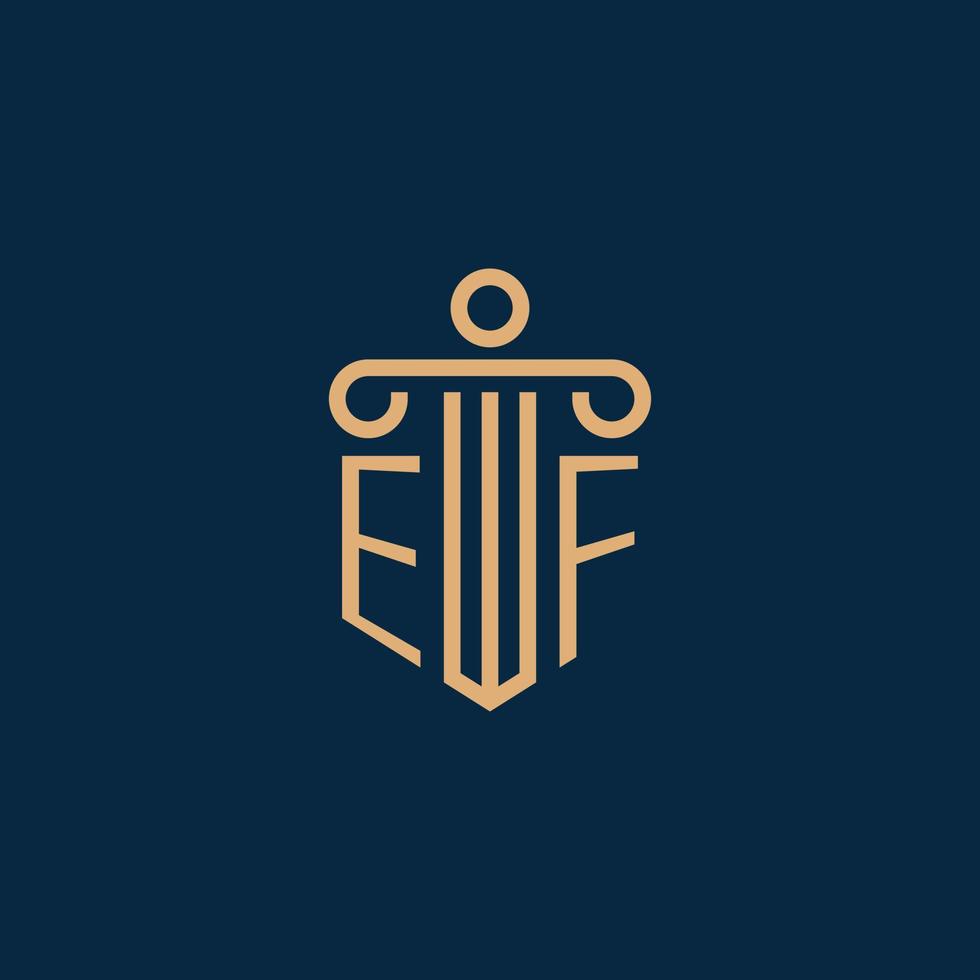 inicial ef para el logotipo del bufete de abogados, logotipo de abogado con pilar vector