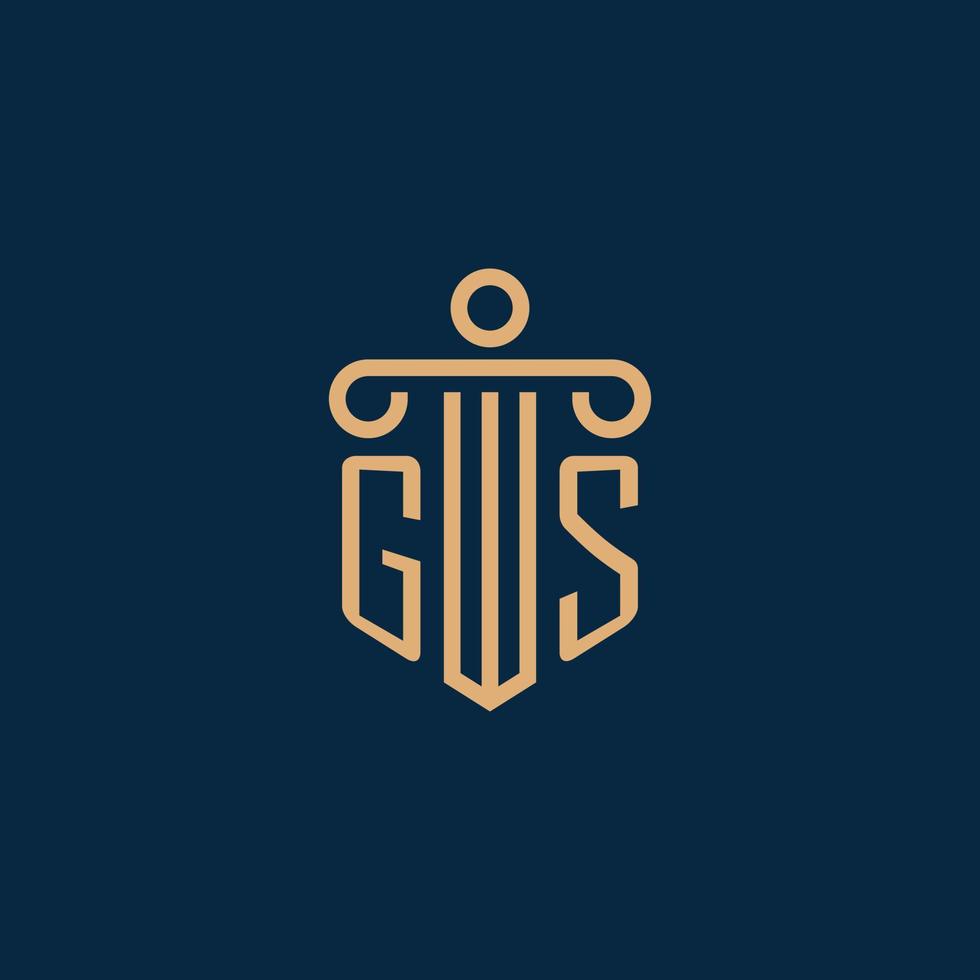 GS initial for law firm logo, lawyer logo with pillar vector