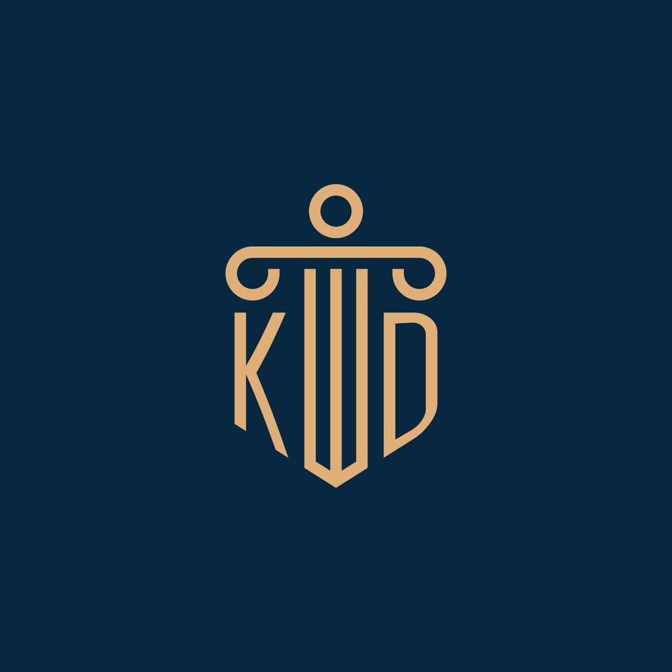 KD initial for law firm logo, lawyer logo with pillar vector